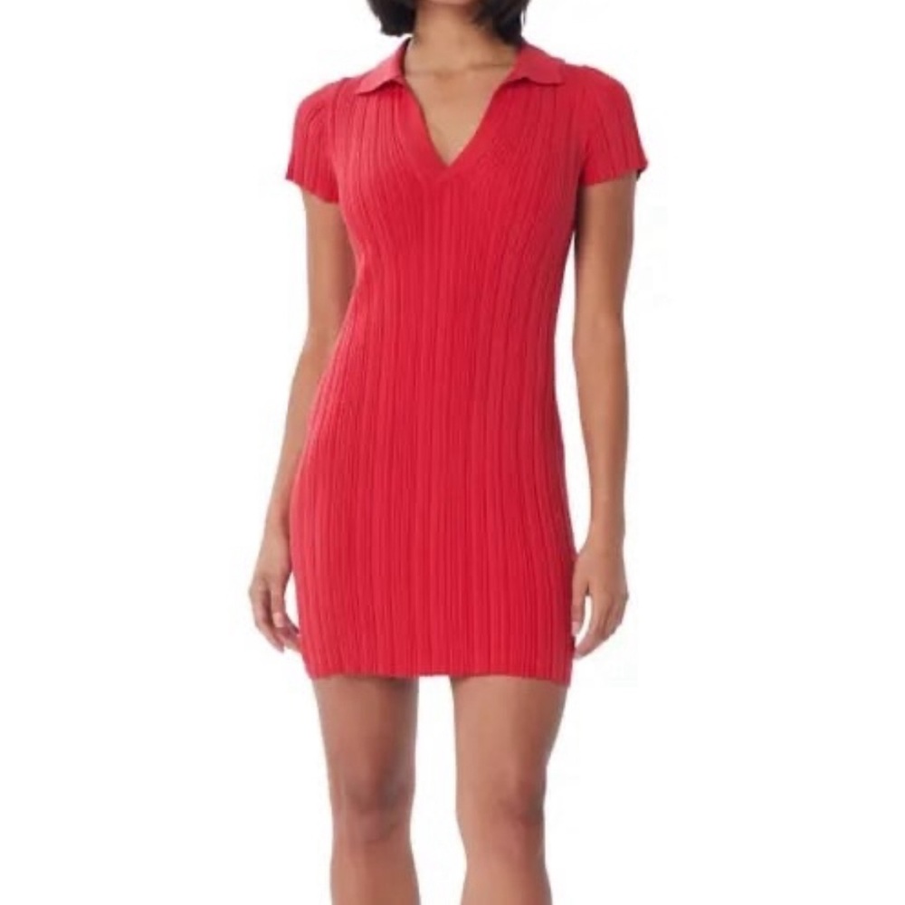 Lita by Ciara Red Ribbed Polo Mini Dress